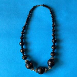 Vintage Metal Hollow Copper Graduated Bead Necklace